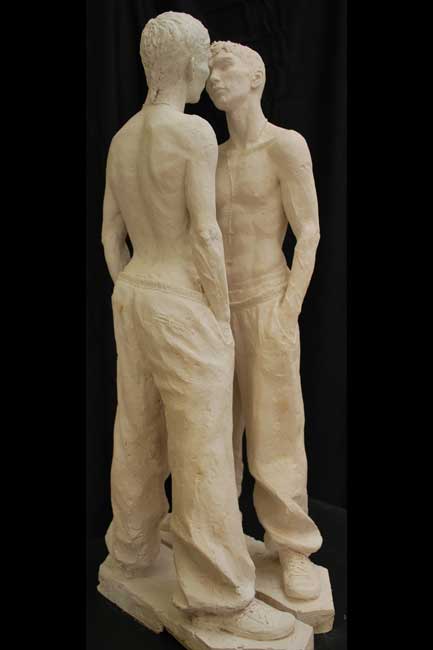 Eve-Shepherd-3Face-Off figurative sculpture men